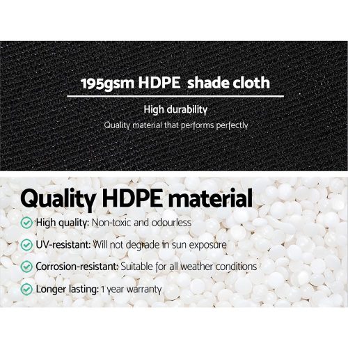 90% UV Shade Sail Cloth – 3.66×10 m, Black