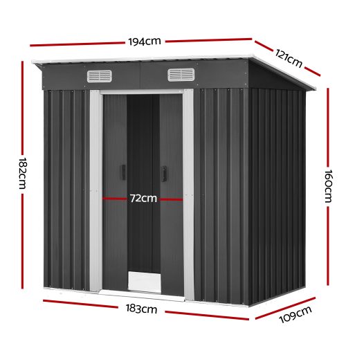 Garden Shed Outdoor Storage Sheds Tool Workshop – 1.94×1.21 m, Without Base