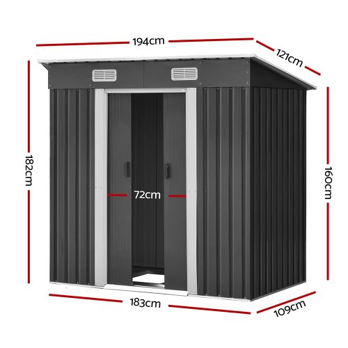 Garden Shed Outdoor Storage Sheds Tool Workshop – 1.94×1.21 m, With base
