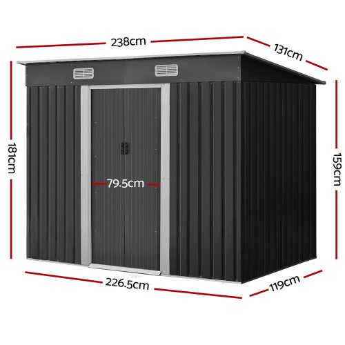 Garden Shed Outdoor Storage Sheds Tool Workshop – 2.38×1.31 m, Without Base