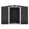 Garden Shed Outdoor Storage Sheds Workshop Metal Base Grey – 2.6×3.9×2 m, Without Base