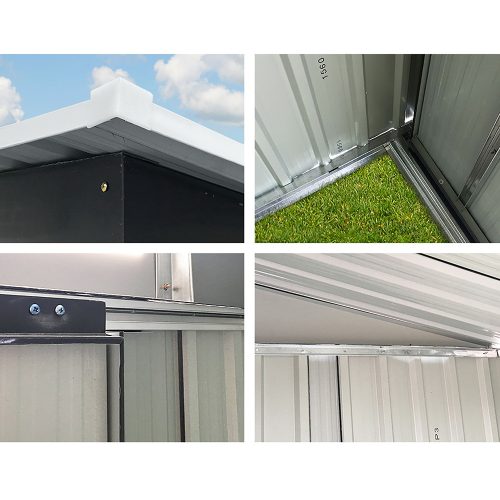 Garden Shed Outdoor Storage Sheds Workshop Metal Base Grey – 2.6×3.9×2 m, Without Base