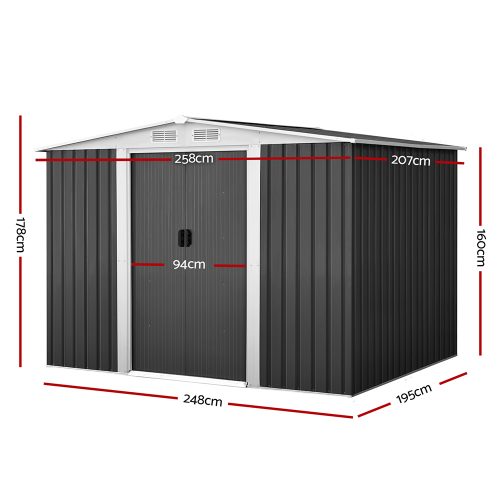 Garden Shed Outdoor Storage Sheds Workshop Metal Base Grey