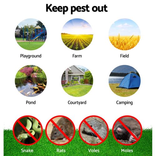 LED Solar Snake Repeller Pulse Plus Ultrasonic Pest Rodent Repellent – 6