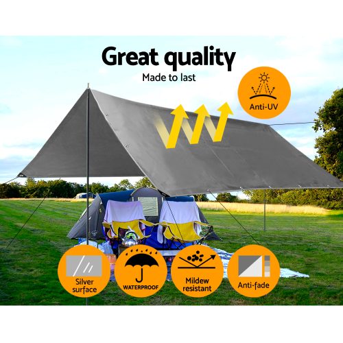 Tarp Tarpaulin 3×3.6m Canvas Camping Heavy Duty Sun Cover