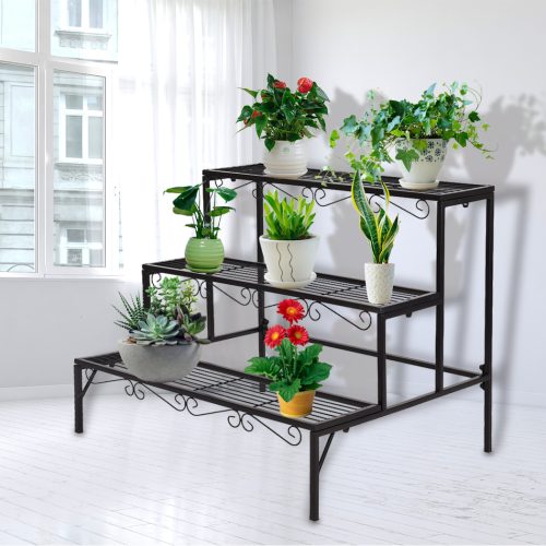 Plant Stand 3 Tier Rectangle Metal Flower Pot Planter Corner Shelf