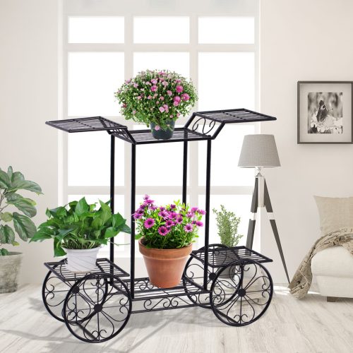 Plant Stand Outdoor Indoor Metal Flower Pots Rack Corner Planter Shelf