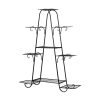 Outdoor Indoor Metal Plant Stand Flower Pots Rack Garden Corner Shelf – Black