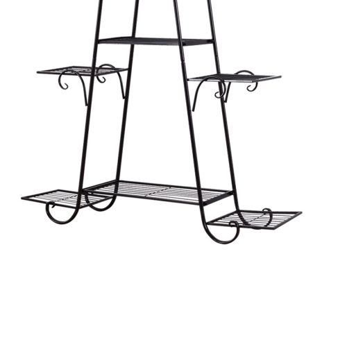 Outdoor Indoor Metal Plant Stand Flower Pots Rack Garden Corner Shelf – Black