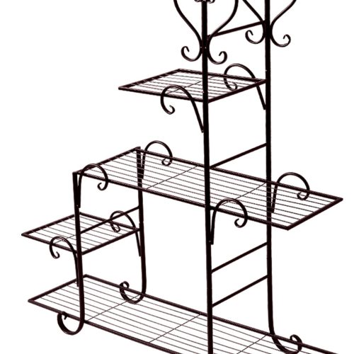 Outdoor Indoor Plant Stand Metal Flower Pot Garden Corner Shelf Stands – Bronze