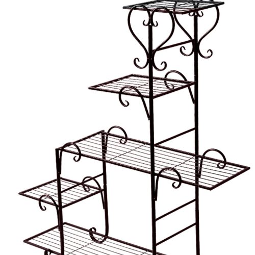 Outdoor Indoor Plant Stand Metal Flower Pot Garden Corner Shelf Stands – Bronze