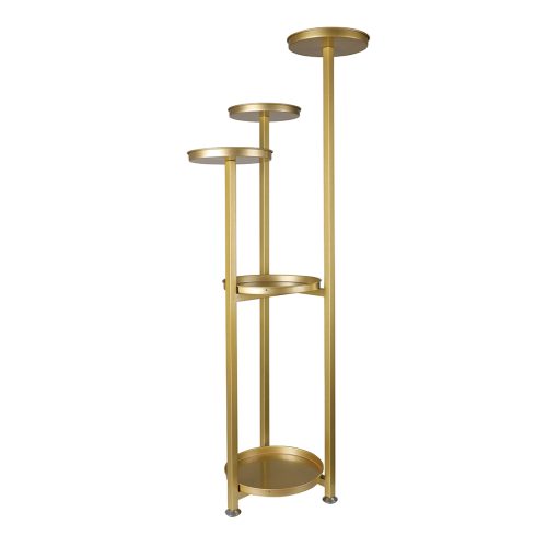 Plant Stand Outdoor Indoor Flower Pots Rack Garden Shelf – 28 x 28 x 120 cm, Gold