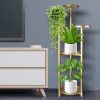 Plant Stand Outdoor Indoor Flower Pots Rack Garden Shelf – 28 x 28 x 120 cm, Gold