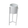 Plant Stand Garden Planter Metal Flower Pot Rack Corner Shelving Indoor Outdoor – 21 x 21 x 60 cm, White