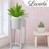 Plant Stand Garden Planter Metal Flower Pot Rack Corner Shelving Indoor Outdoor – 21 x 21 x 60 cm, White