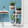 6 Tier Plant Stand Swivel Outdoor Indoor Metal Stands Flower Shelf Rack Garden – White