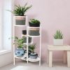6 Tier Plant Stand Swivel Outdoor Indoor Metal Stands Flower Shelf Rack Garden – White