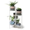 6 Tier Plant Stand Swivel Outdoor Indoor Metal Stands Flower Shelf Rack Garden – White
