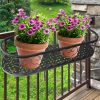 Plant Holder Plant Stand Hanging Flower Pot Basket Garden Wall Rack Shelf Oval – Black