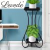 Plant Stand 2 Tiers Outdoor Indoor Metal Flower Pots Rack Garden Shelf – 30 x 30 x 70 cm, Black