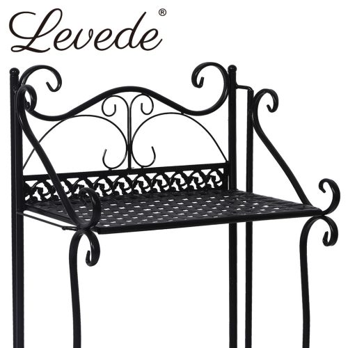 Plant Stand Outdoor Indoor Metal Flower Pots Rack Garden Shelf – 33 x 20 x 70 cm, Black