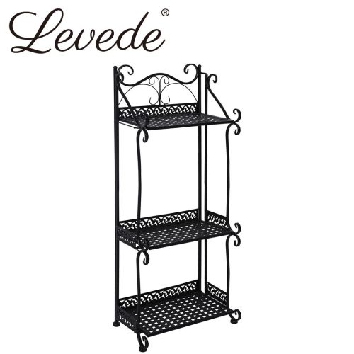 Plant Stand Outdoor Indoor Metal Flower Pots Rack Garden Shelf – 33 x 20 x 70 cm, Black
