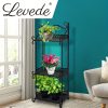 Plant Stand Outdoor Indoor Metal Flower Pots Rack Garden Shelf – 33 x 20 x 70 cm, Black