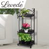 Plant Stand Outdoor Indoor Metal Flower Pots Rack Garden Shelf – 33 x 20 x 70 cm, Black