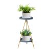 Plant Stand 2 Tiers Outdoor Indoor Metal Flower Pots Rack Garden – 25 x 25 x 55 cm, Grey