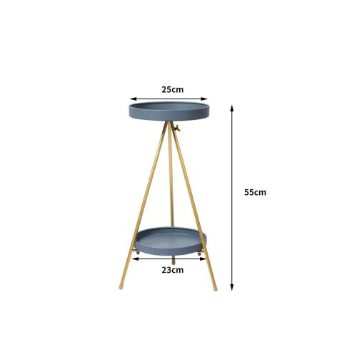 Plant Stand 2 Tiers Outdoor Indoor Metal Flower Pots Rack Garden – 25 x 25 x 55 cm, Grey