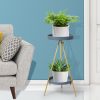 Plant Stand 2 Tiers Outdoor Indoor Metal Flower Pots Rack Garden – 25 x 25 x 55 cm, Grey