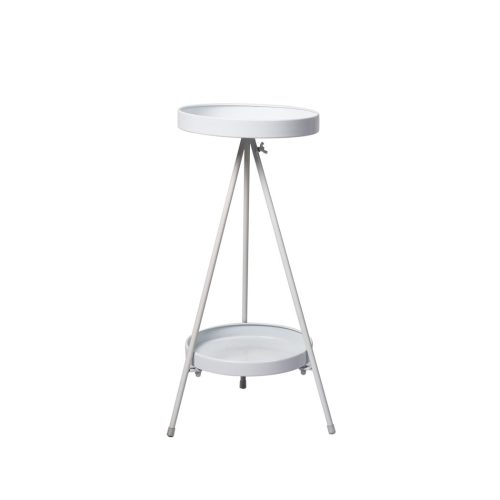 Plant Stand 2 Tiers Outdoor Indoor Metal Flower Pots Rack Garden – 25 x 25 x 55 cm, White