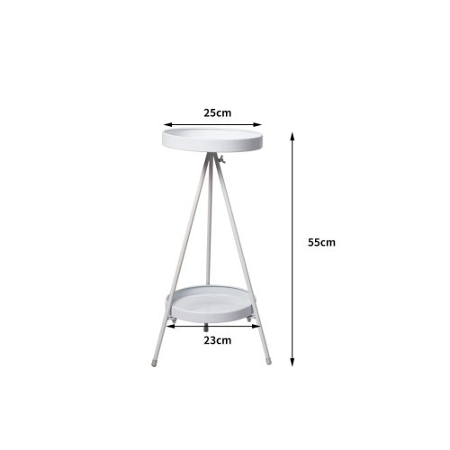 Plant Stand 2 Tiers Outdoor Indoor Metal Flower Pots Rack Garden – 25 x 25 x 55 cm, White