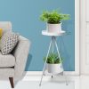 Plant Stand 2 Tiers Outdoor Indoor Metal Flower Pots Rack Garden – 25 x 25 x 55 cm, White