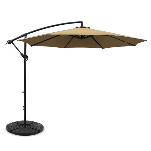 3M Umbrella with Base Outdoor Umbrellas Cantilever Sun Beach Garden Patio – 48x48x7.5 cm(Base), Beige