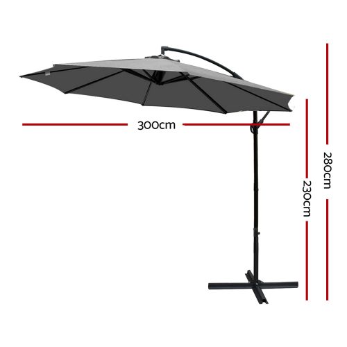 3M Cantilevered Outdoor Umbrella – Charcoal