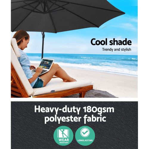 3M Cantilevered Outdoor Umbrella – Charcoal
