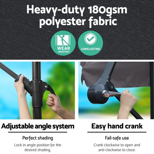 3M Cantilevered Outdoor Umbrella – Charcoal