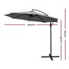 3M Cantilevered Outdoor Umbrella – Charcoal