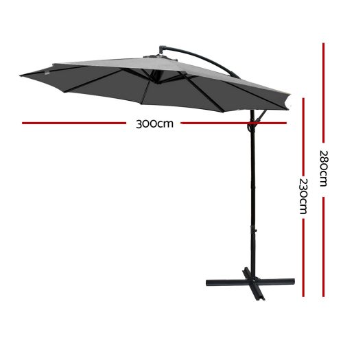 3M Cantilevered Outdoor Umbrella – Charcoal