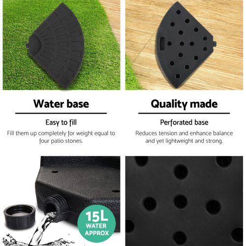 3M Umbrella with 48x48cm Base Outdoor Umbrellas Cantilever Sun Beach UV – Black