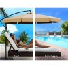 3M Umbrella with 50x50cm Base Outdoor Umbrellas Cantilever Patio Sun Beach UV – Beige