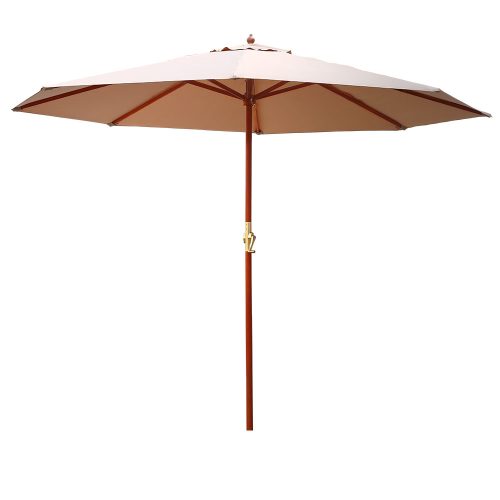 Outdoor Umbrella 3M Pole Cantilever Stand Garden Umbrellas Patio – Beige, Without Base