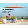 Outdoor Umbrella 3M Pole Cantilever Stand Garden Umbrellas Patio – Beige, Without Base