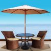 Outdoor Umbrella 3M Pole Cantilever Stand Garden Umbrellas Patio – Beige, Without Base