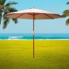 Outdoor Umbrella 3M Pole Cantilever Stand Garden Umbrellas Patio – Beige, Without Base