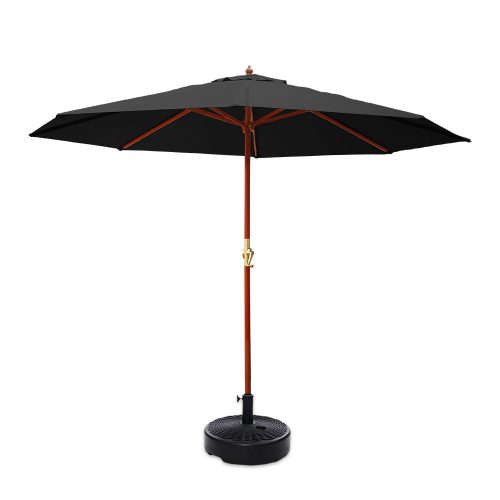 Outdoor Umbrella 3M Pole Cantilever Stand Garden Umbrellas Patio – Black, With base