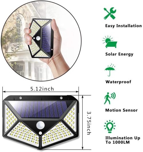 100 Waterproof LED Motion Sensor Solar Security Lights Outdoor – 2