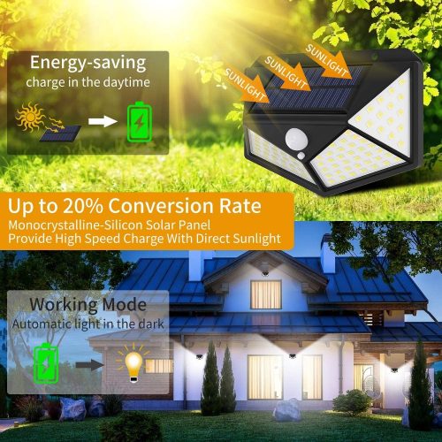 100 Waterproof LED Motion Sensor Solar Security Lights Outdoor – 2