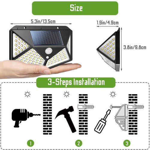 100 Waterproof LED Motion Sensor Solar Security Lights Outdoor – 4
